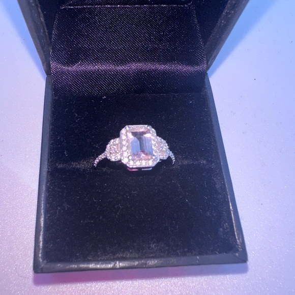 Dainty Pale Pink Morganite & Diamond Ring – 10K White Gold - Picture 6 of 6